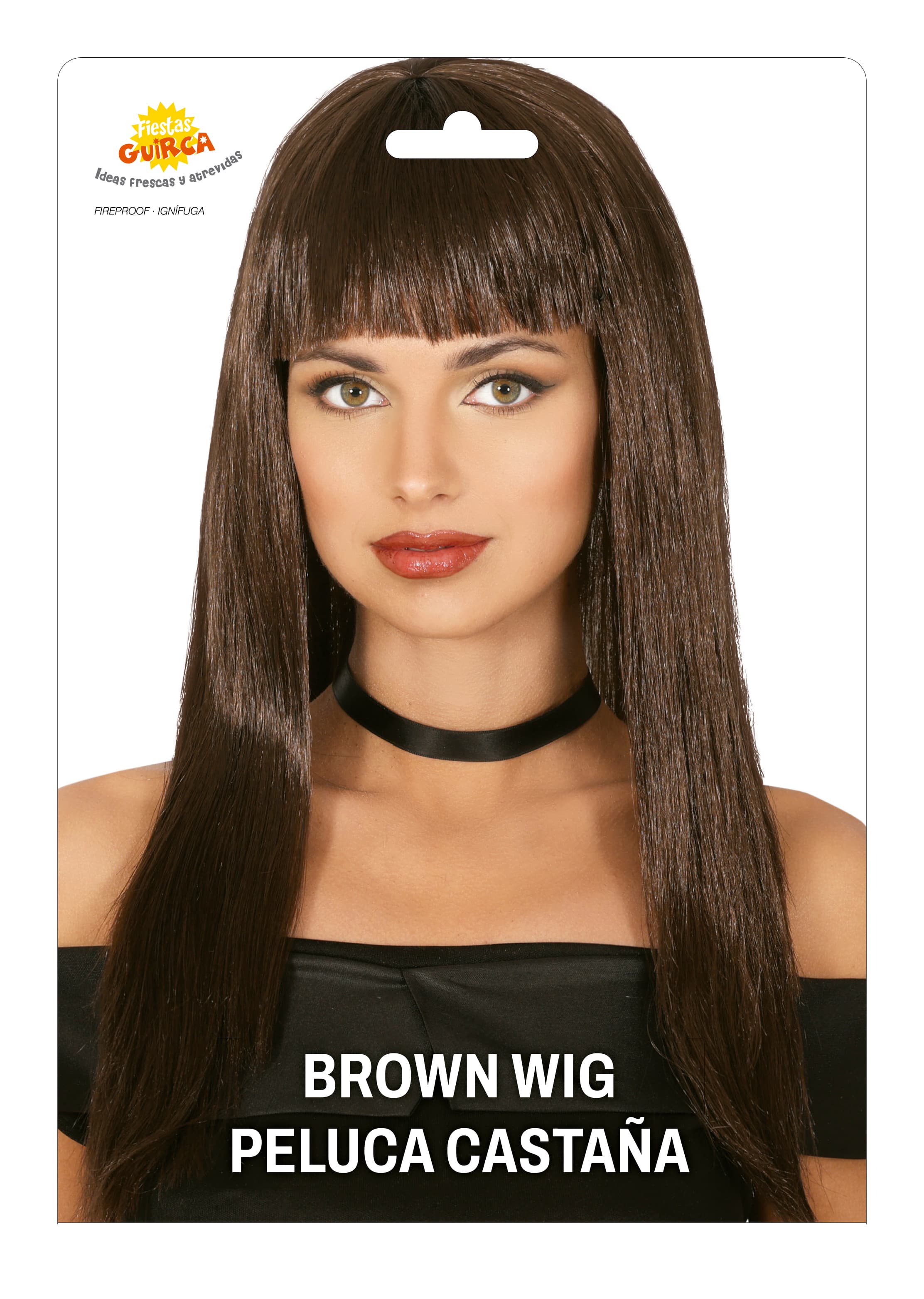 Brun lang glat paryk, 120 g, i pose