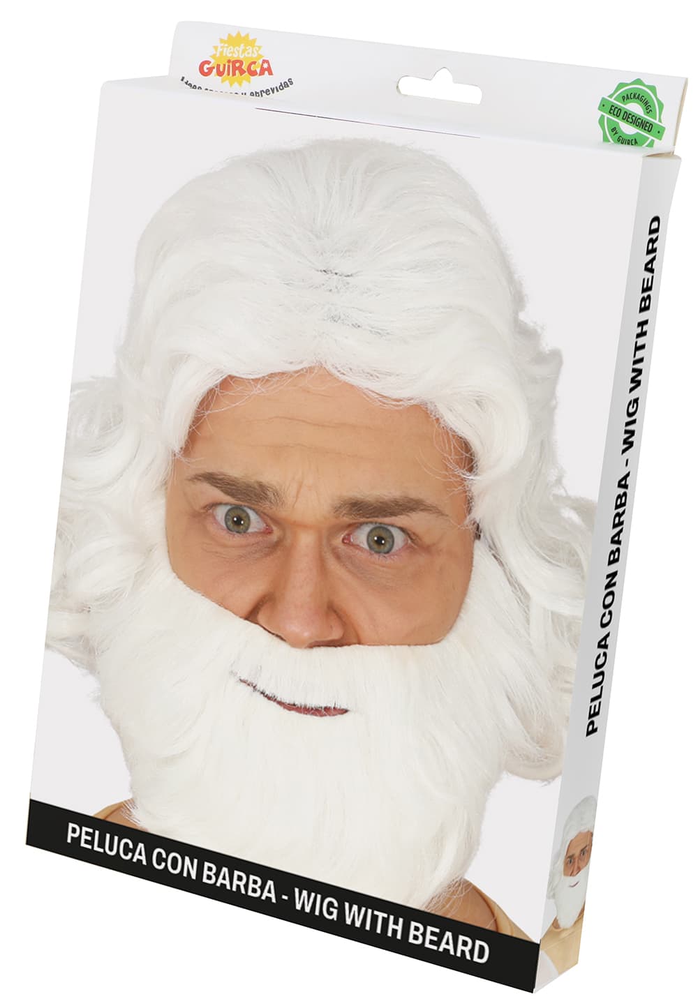 Hvid paryk og skæg (i æske)