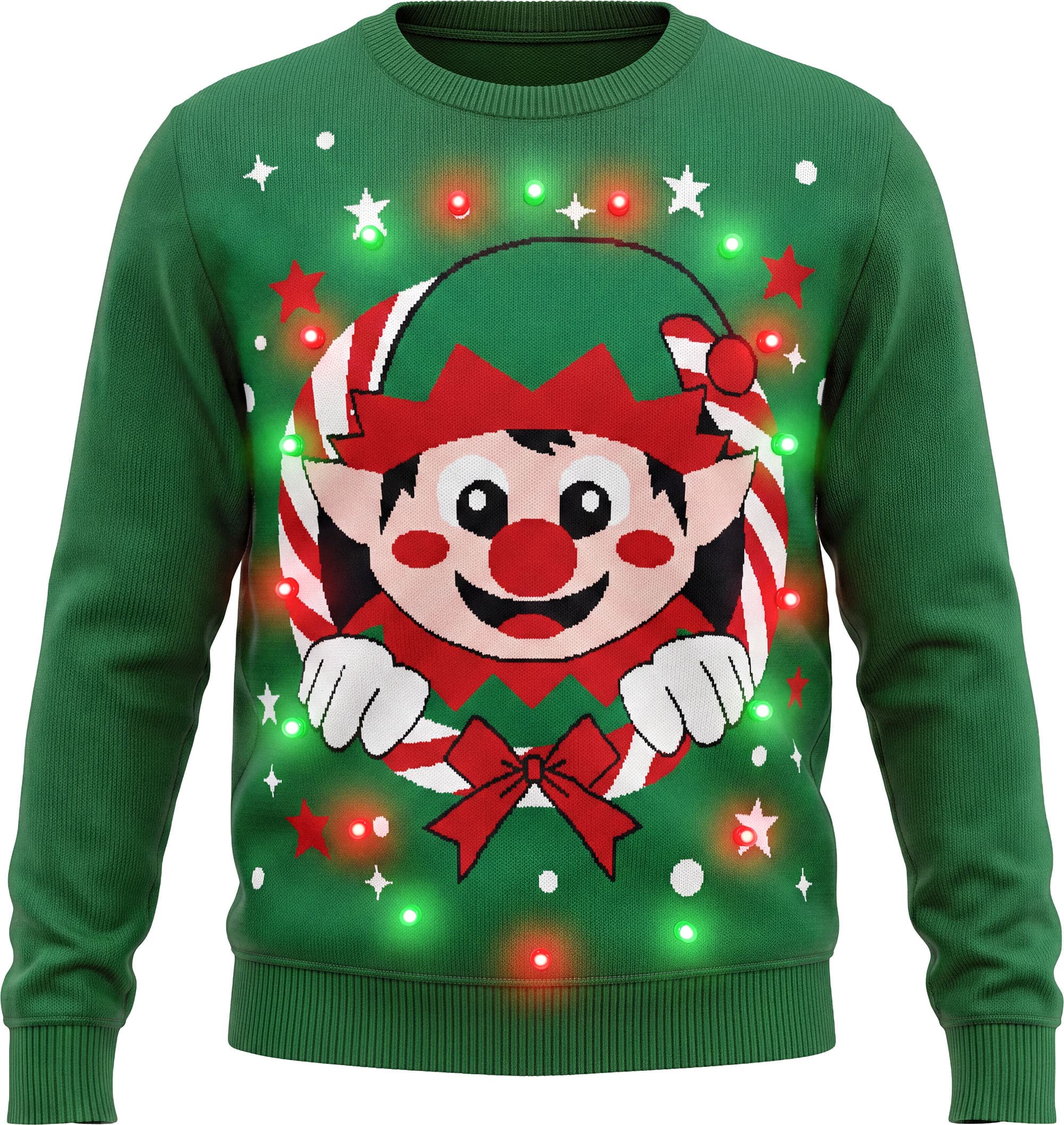 Sweater med nisse og 12 LED-lys til damer