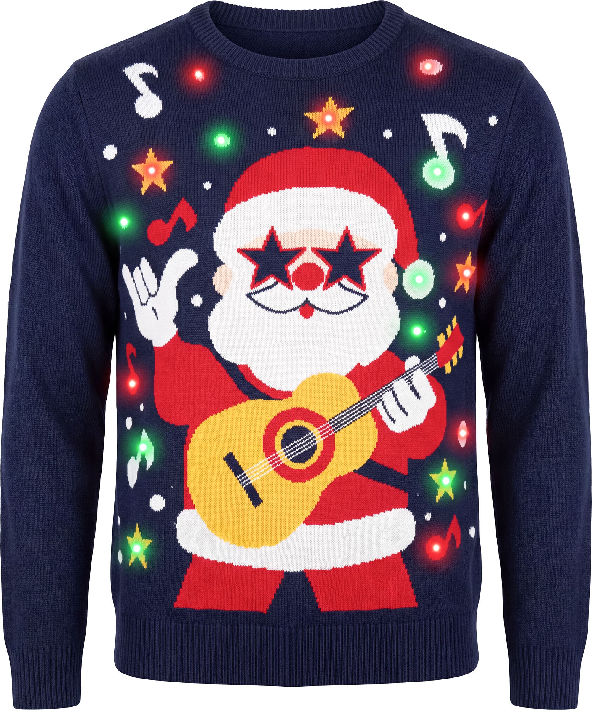 Sweater med sej julemand og 12 LED-lys til herrer