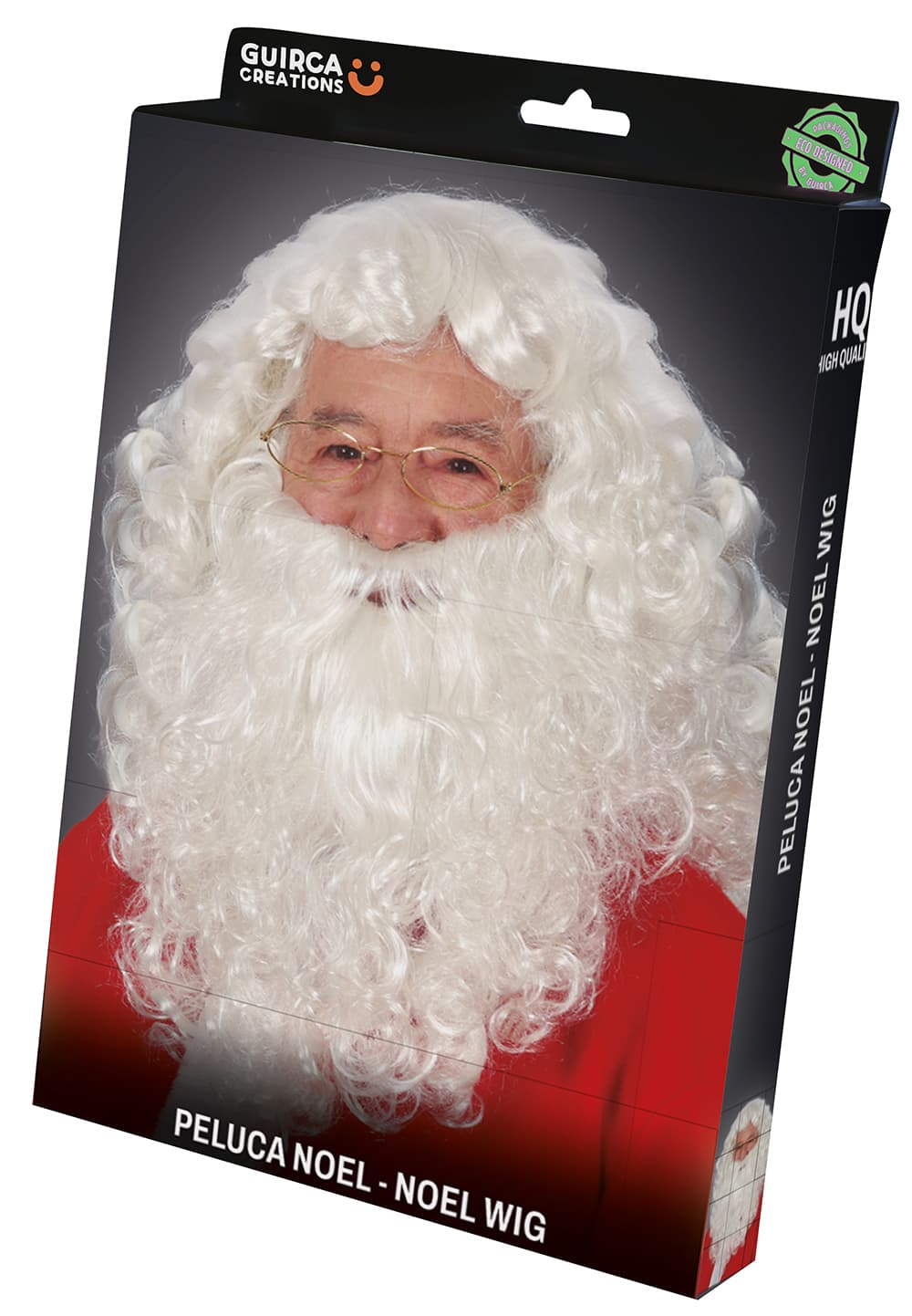 Julemandsparyk og skæg, høj kvalitet (i æske)
