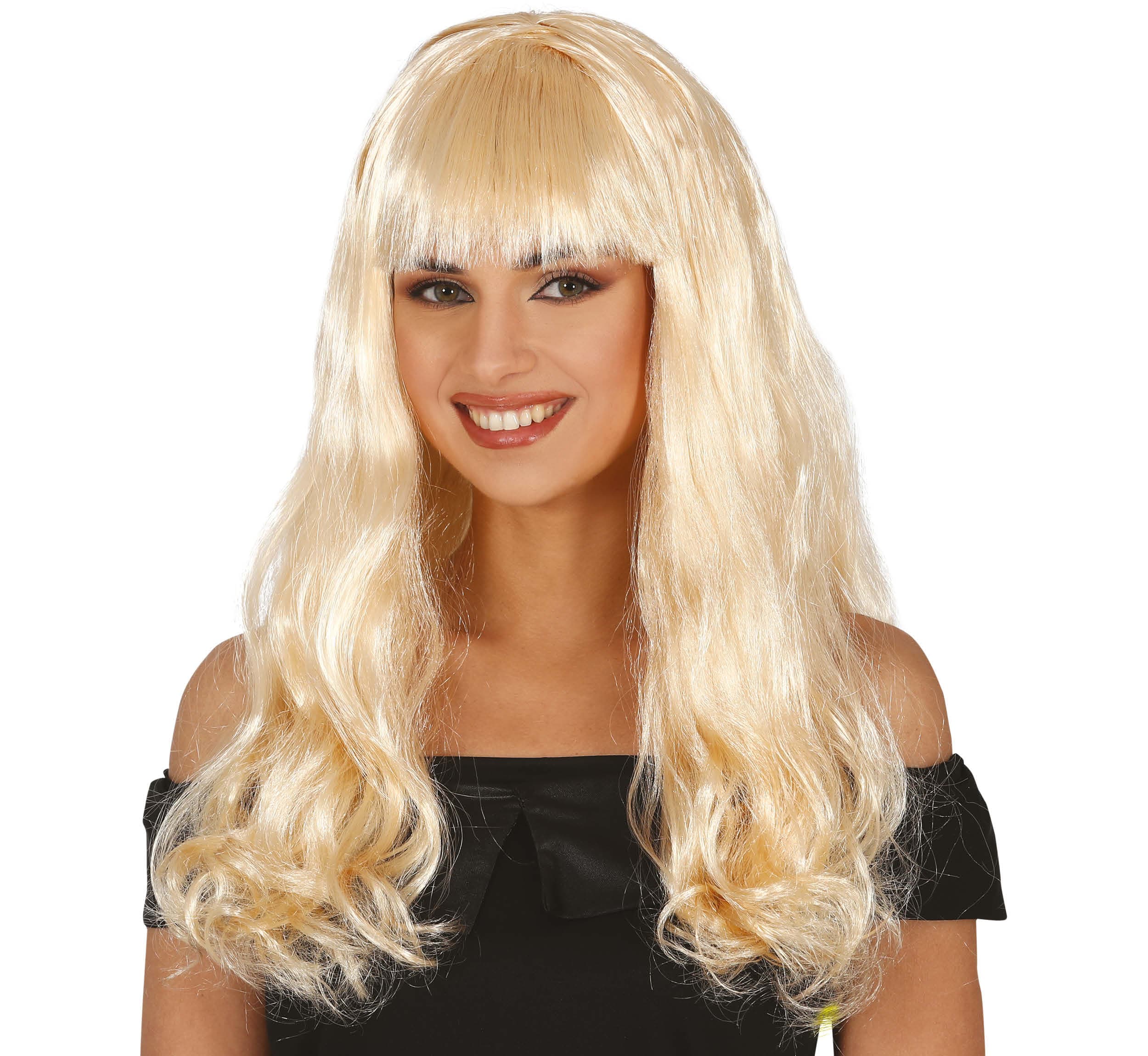 Lang blond paryk med pandehår