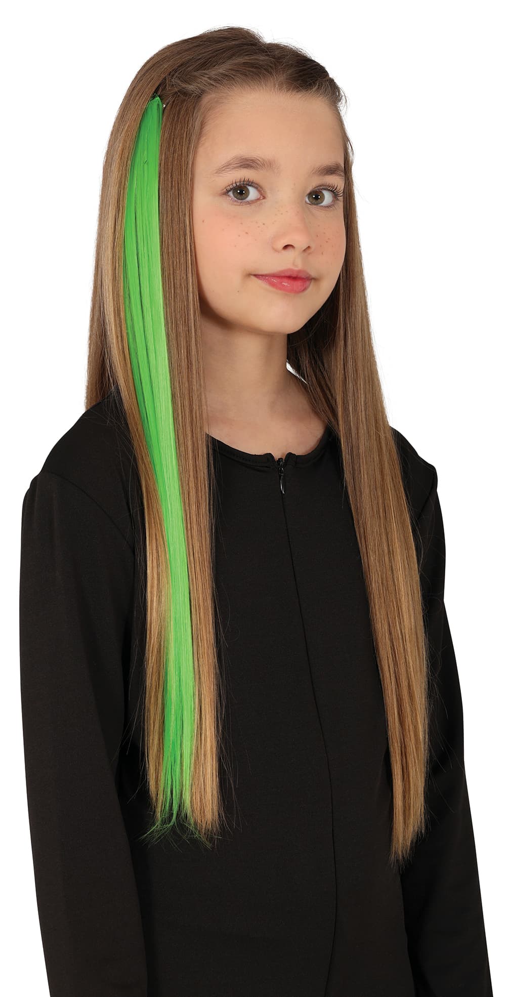 3 hår-extensions, 50 cm, grøn