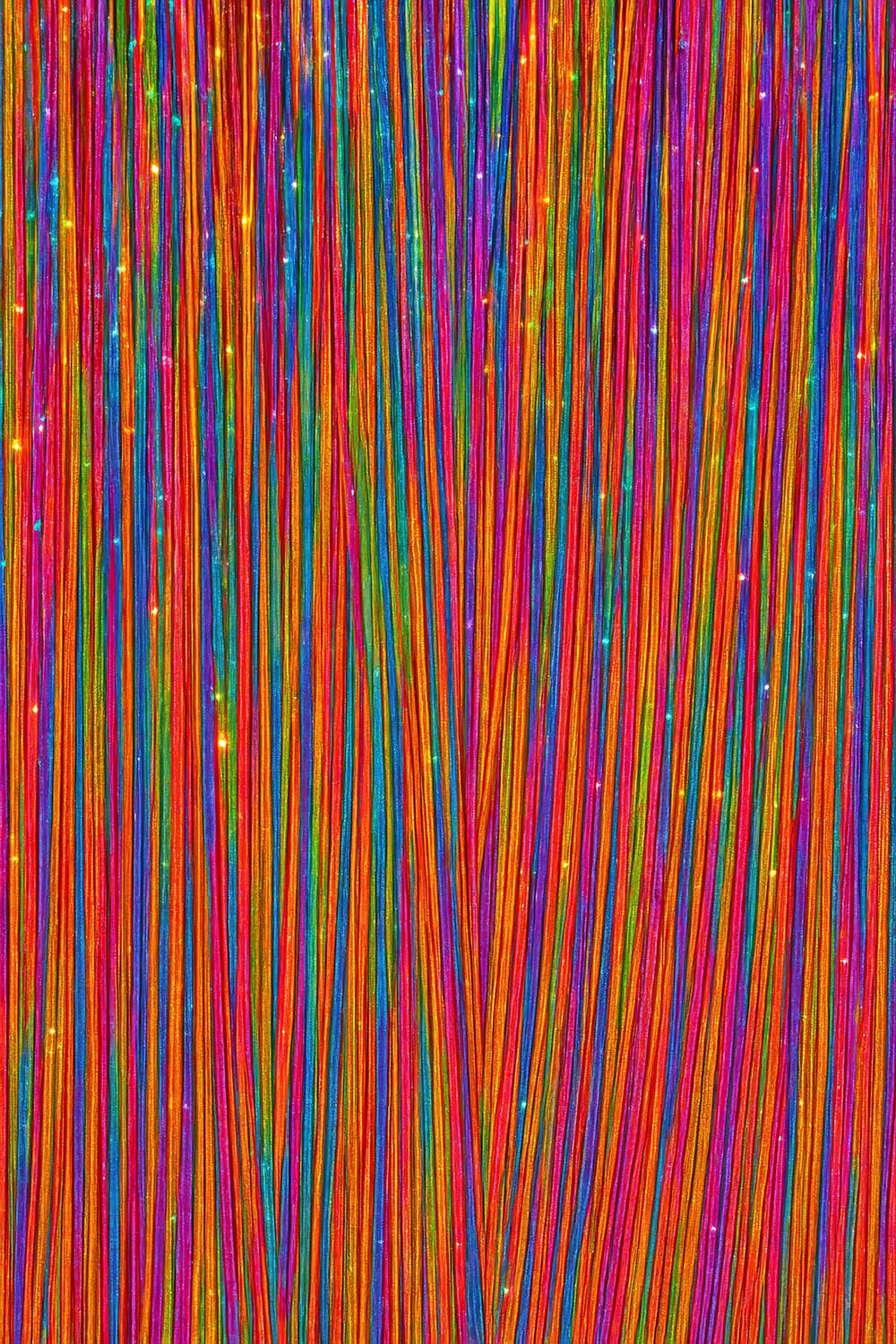 3 hår-extensions med glitter, 50 cm, flerfarvet