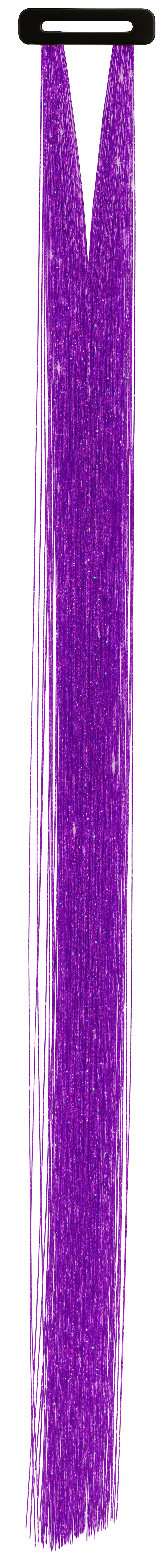 3 hår-extensions med glitter, 50 cm, klar lilla
