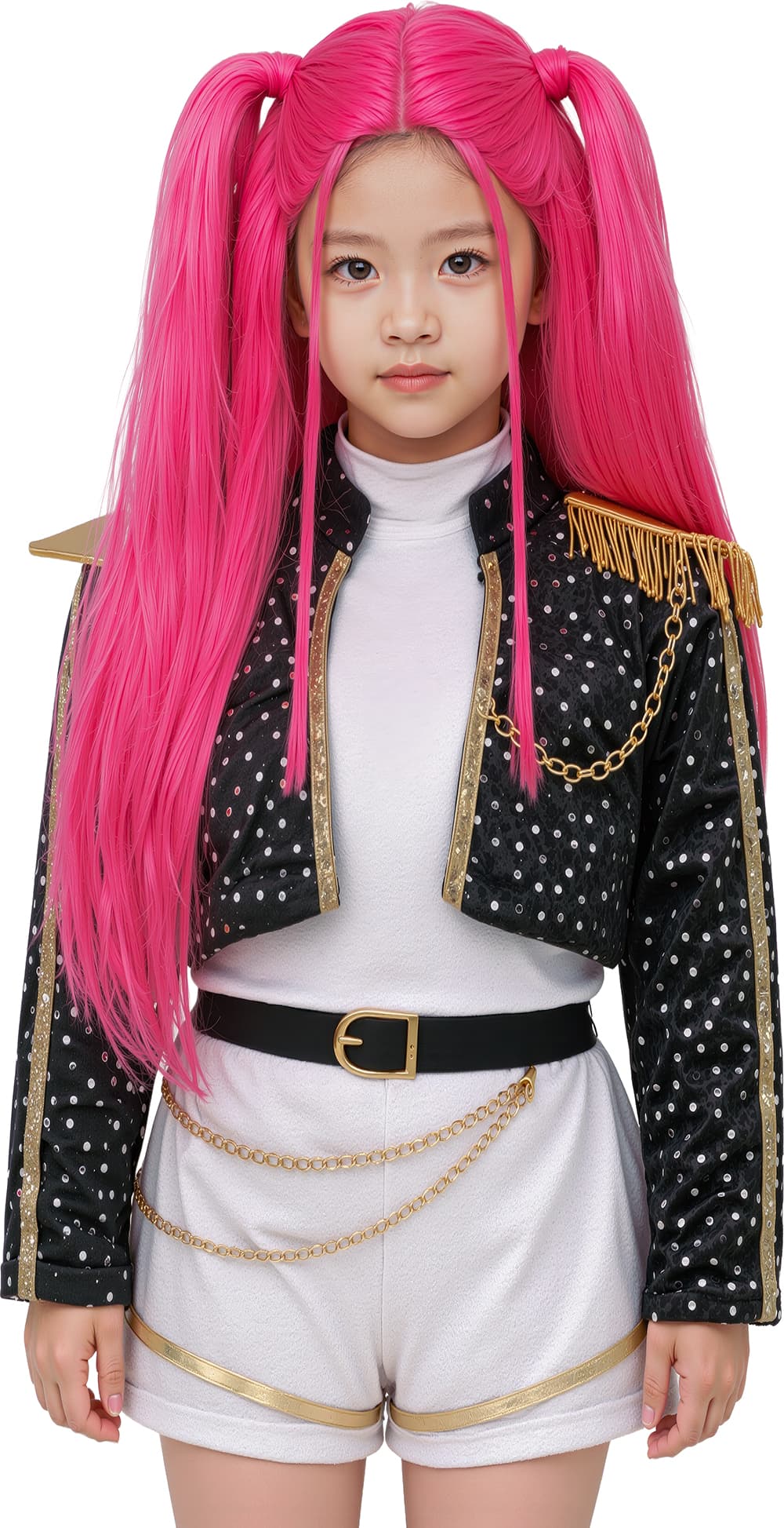 Lyserød Baby Charm K-pop-paryk, til børn
