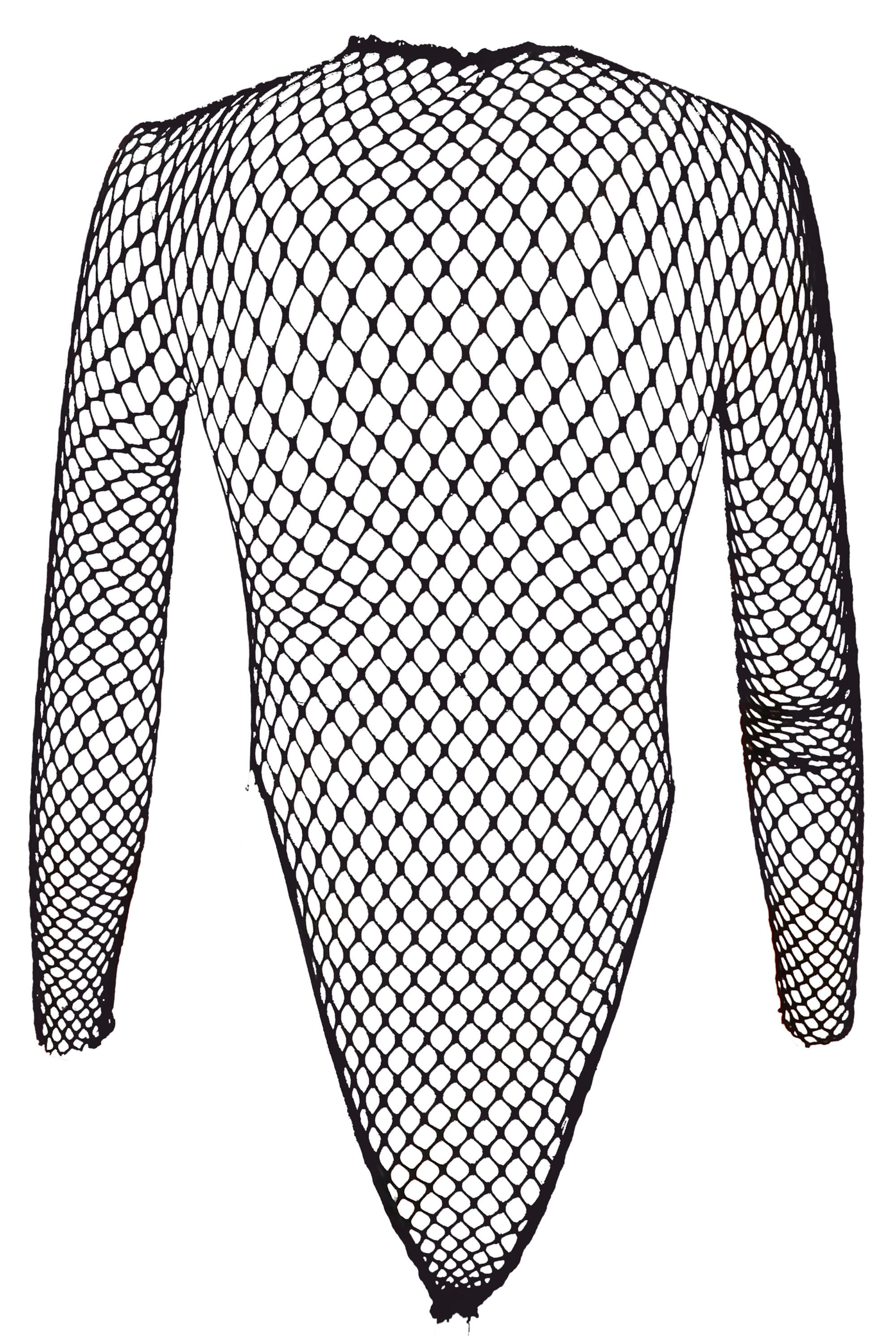 Sexet langærmet mesh-body, sort