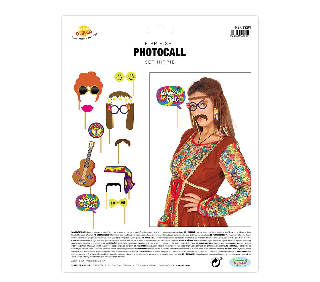 Hippie-photocall-sæt, 12 stk.
