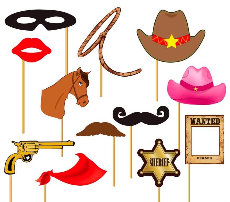 Cowboy-fotorekvisitter, 12 dele