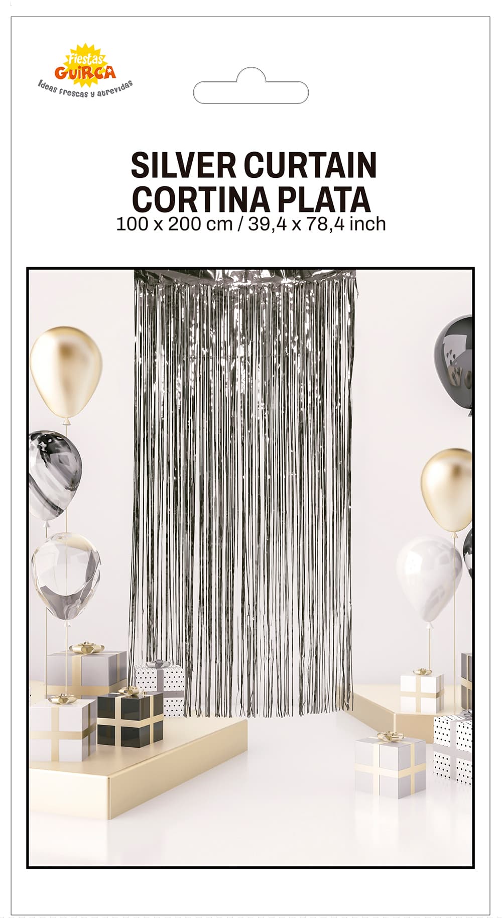 Sølvfarvet forhæng 100 × 200 cm