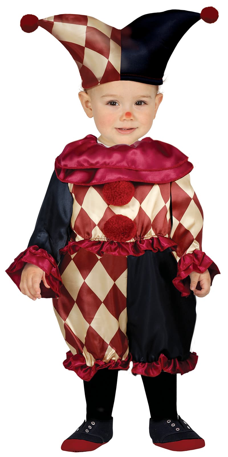 Uhyggelig cirkusklovn – kostume til baby