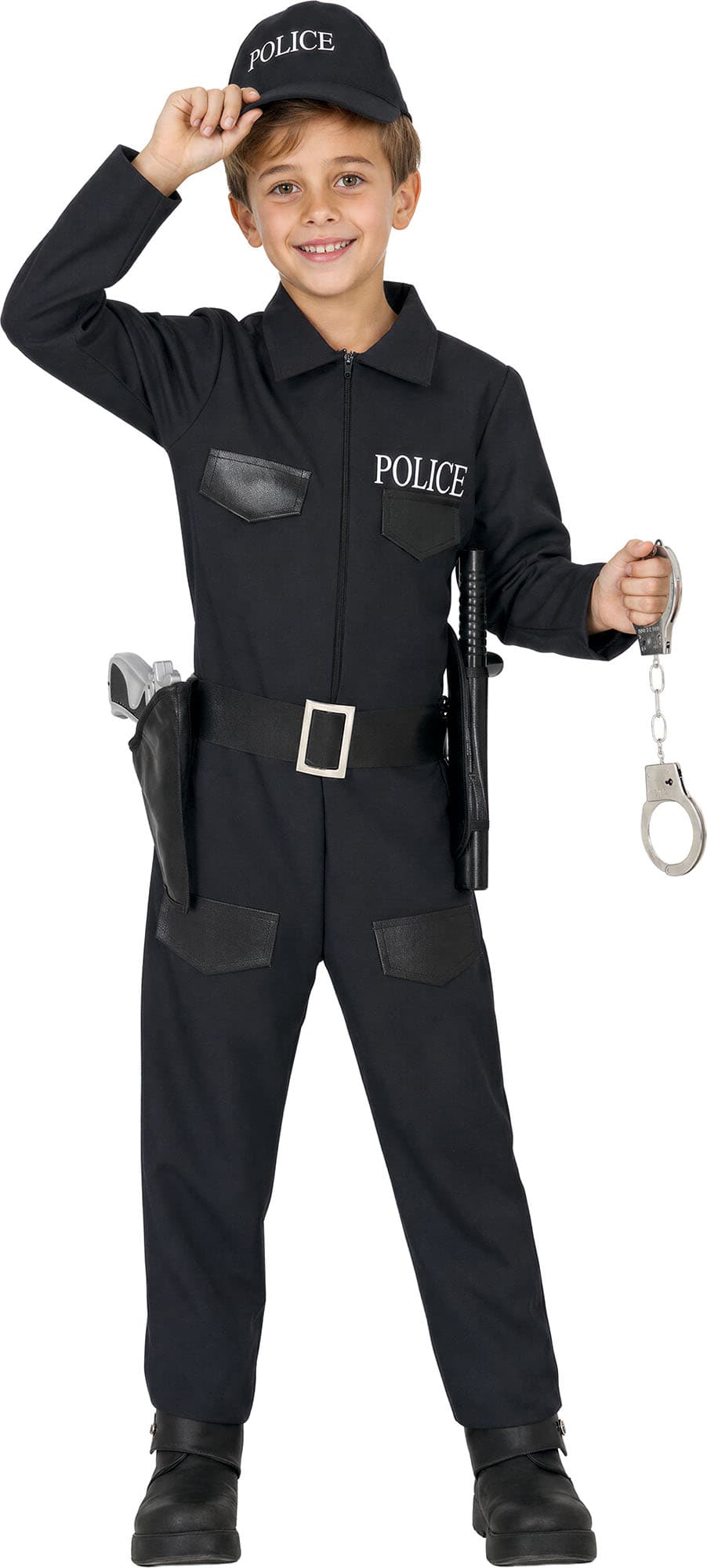 Politi – kostume til børn, sort