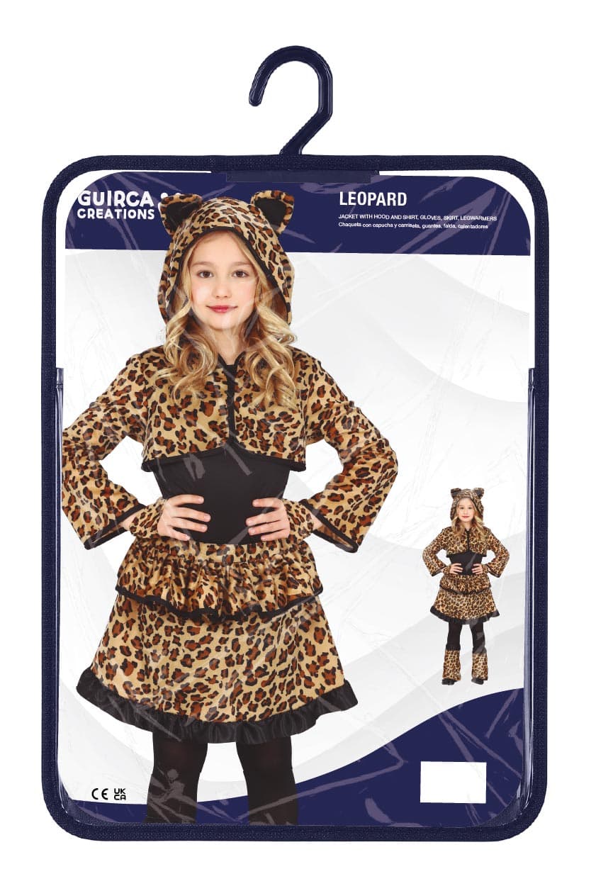 Leopard – kostume til piger, brun og sort
