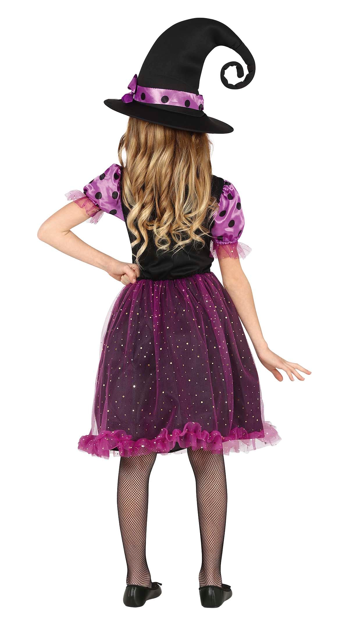 Lilla heks – kostume til piger, sort og lilla, model 77643