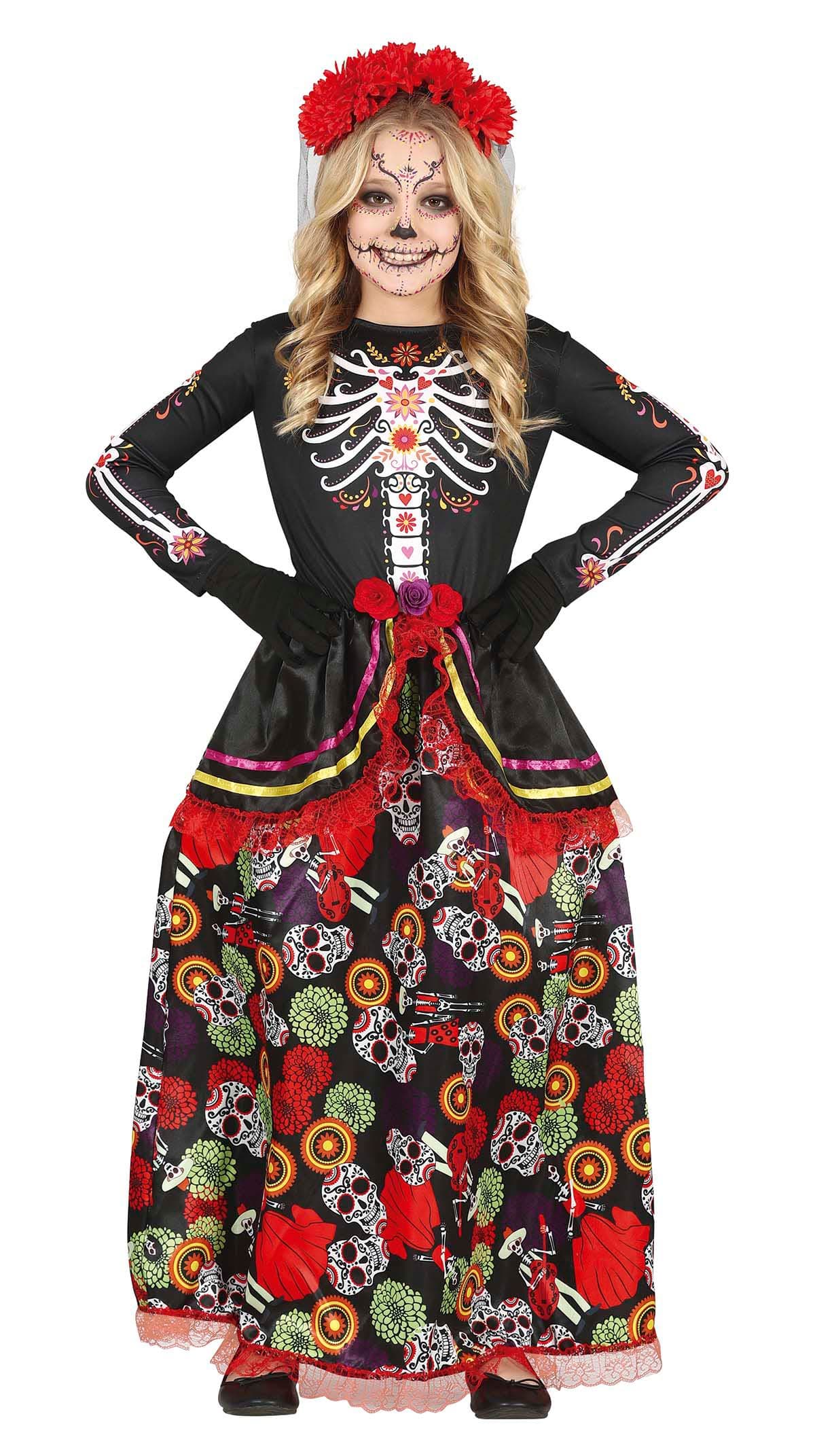 Catrina – kostume til piger, sort og flerfarvet, model 77686