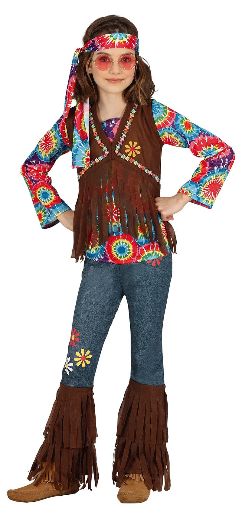 Hippie – kostume til piger, flerfarvet, model 77751