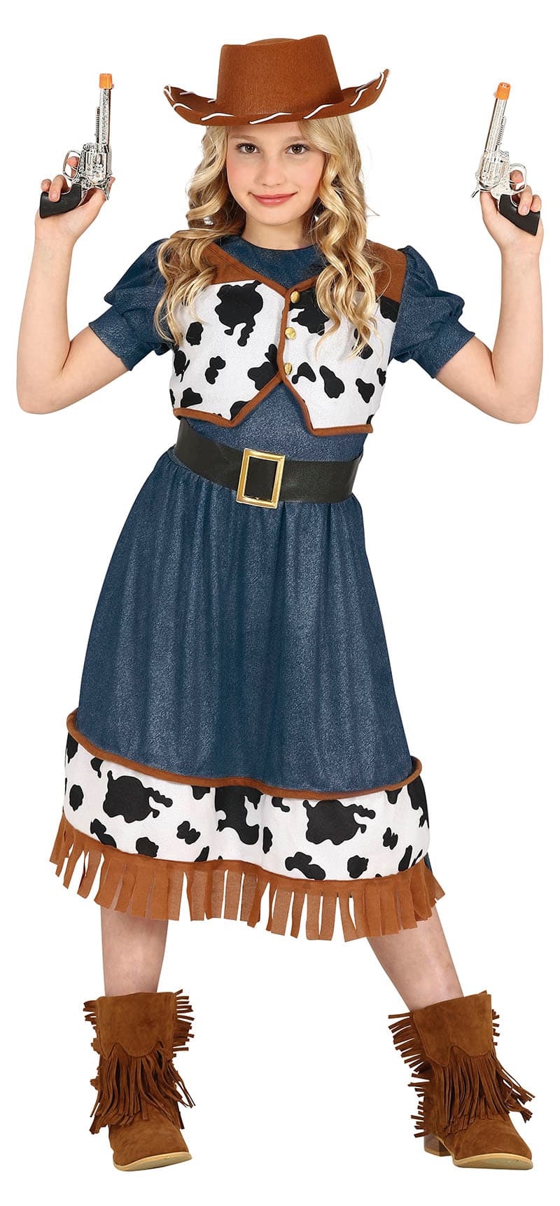 Cowgirl – kostume til piger, blå og brun