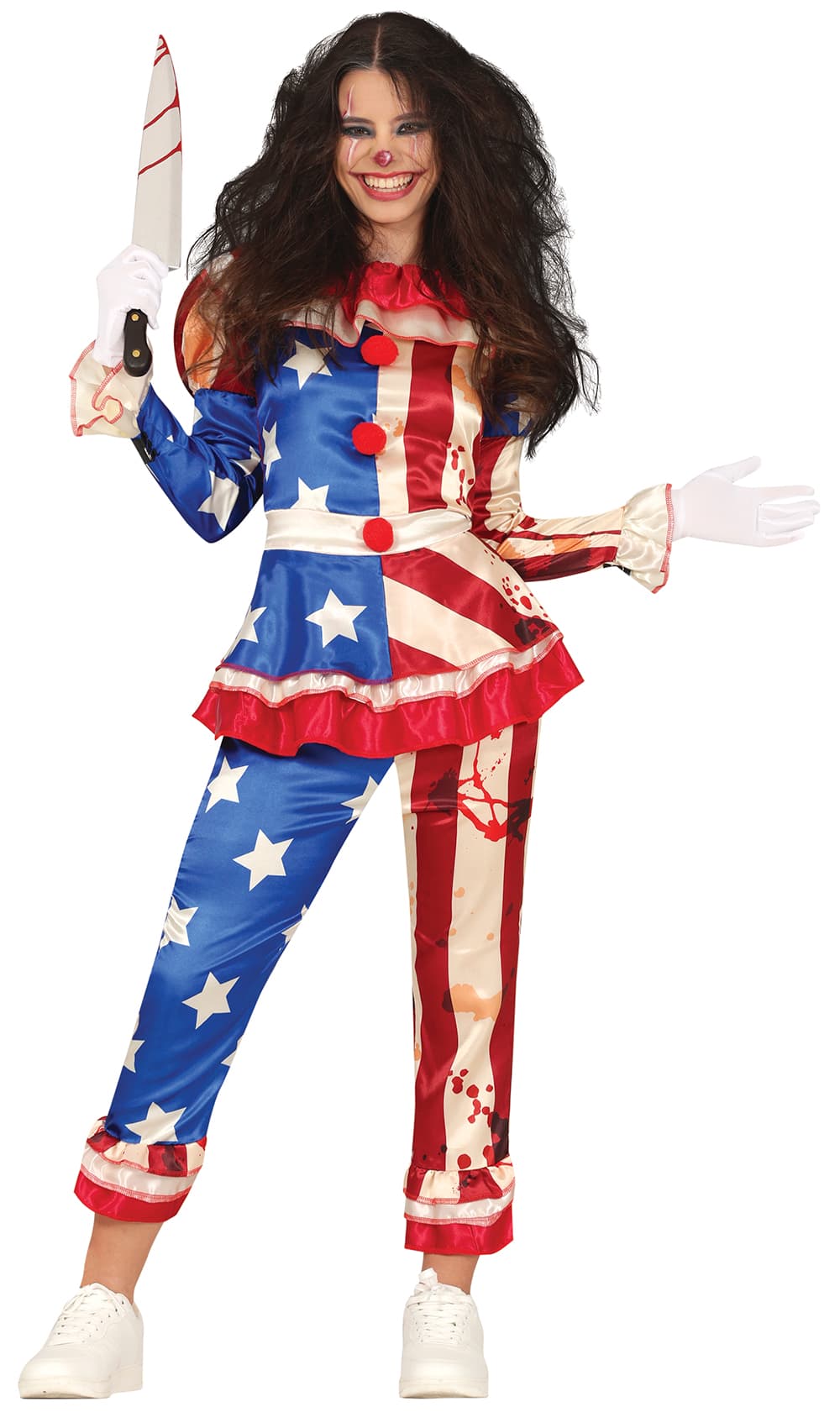 Patriotisk klovn – kostume til børn og voksne, model 77916
