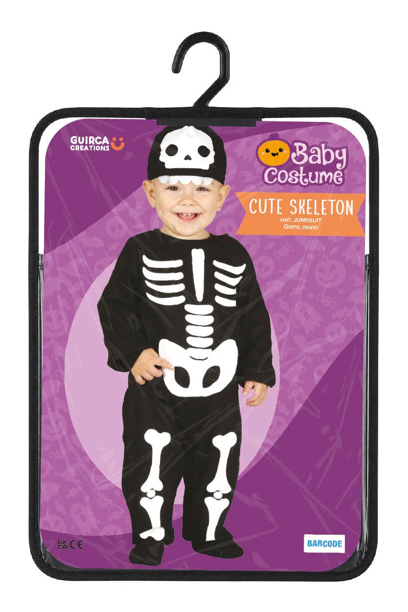 Sødt skelet – kostume til baby, sort og hvid