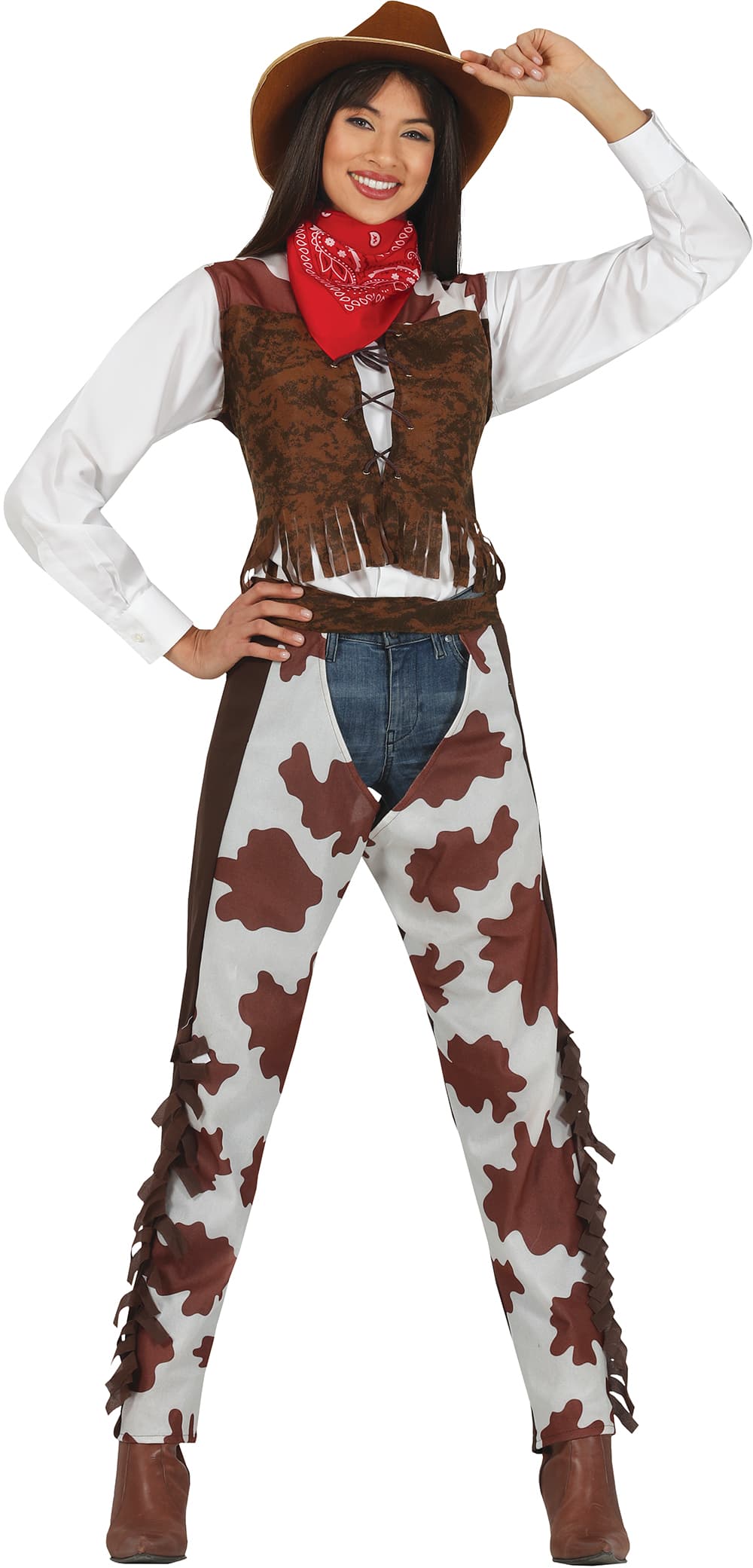 Cowgirl – kostume til damer, brun og hvid