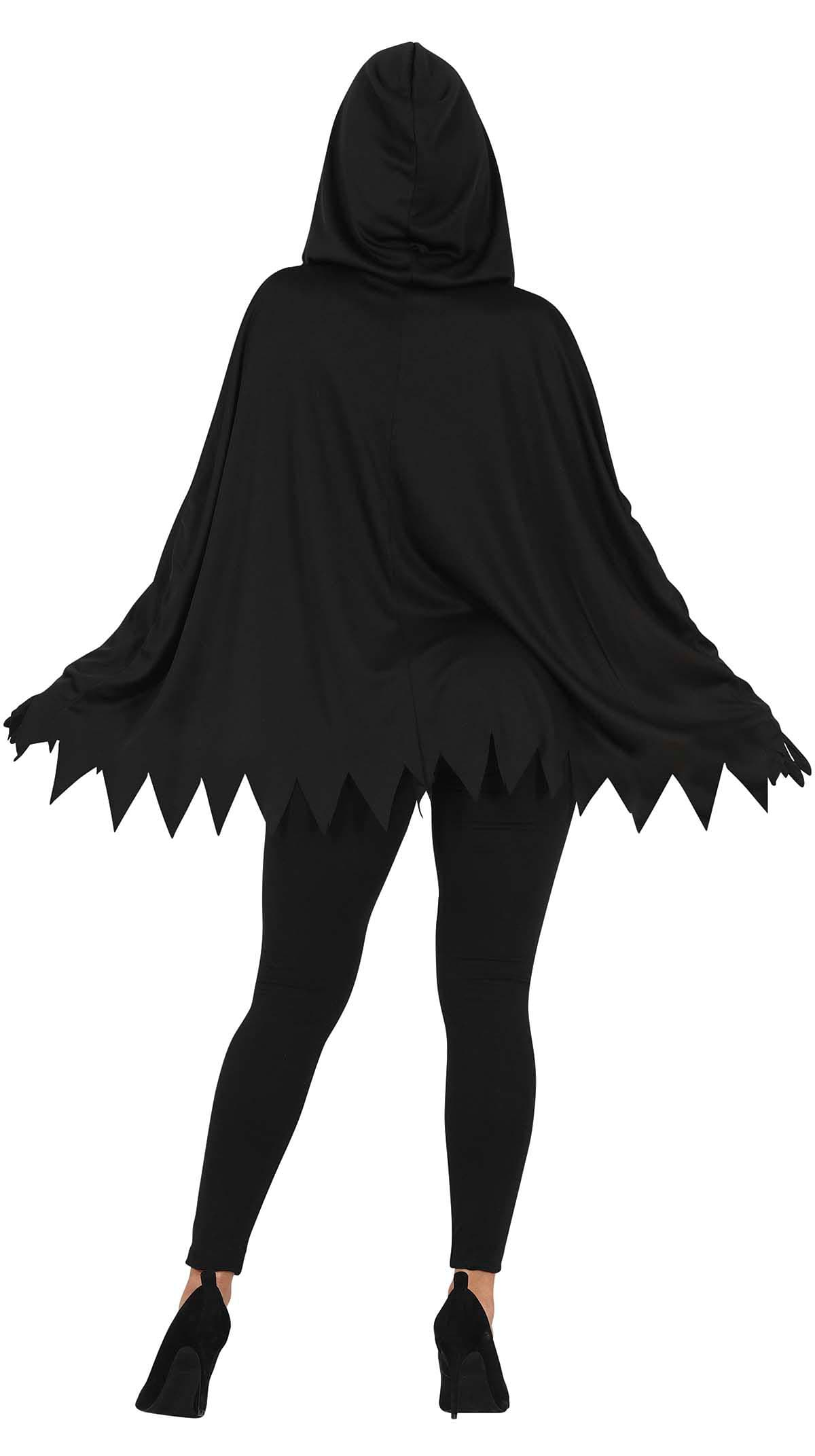 Skeletponcho – kostume til damer, sort og hvid