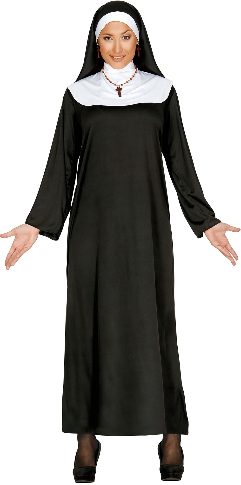 Nonne – kostume til damer, sort og hvid, model 80031