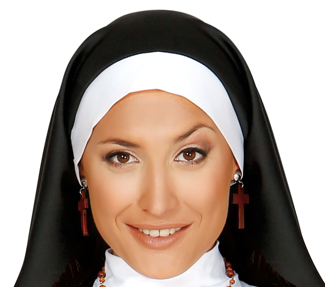 Nonne – kostume til damer, sort og hvid, model 80031