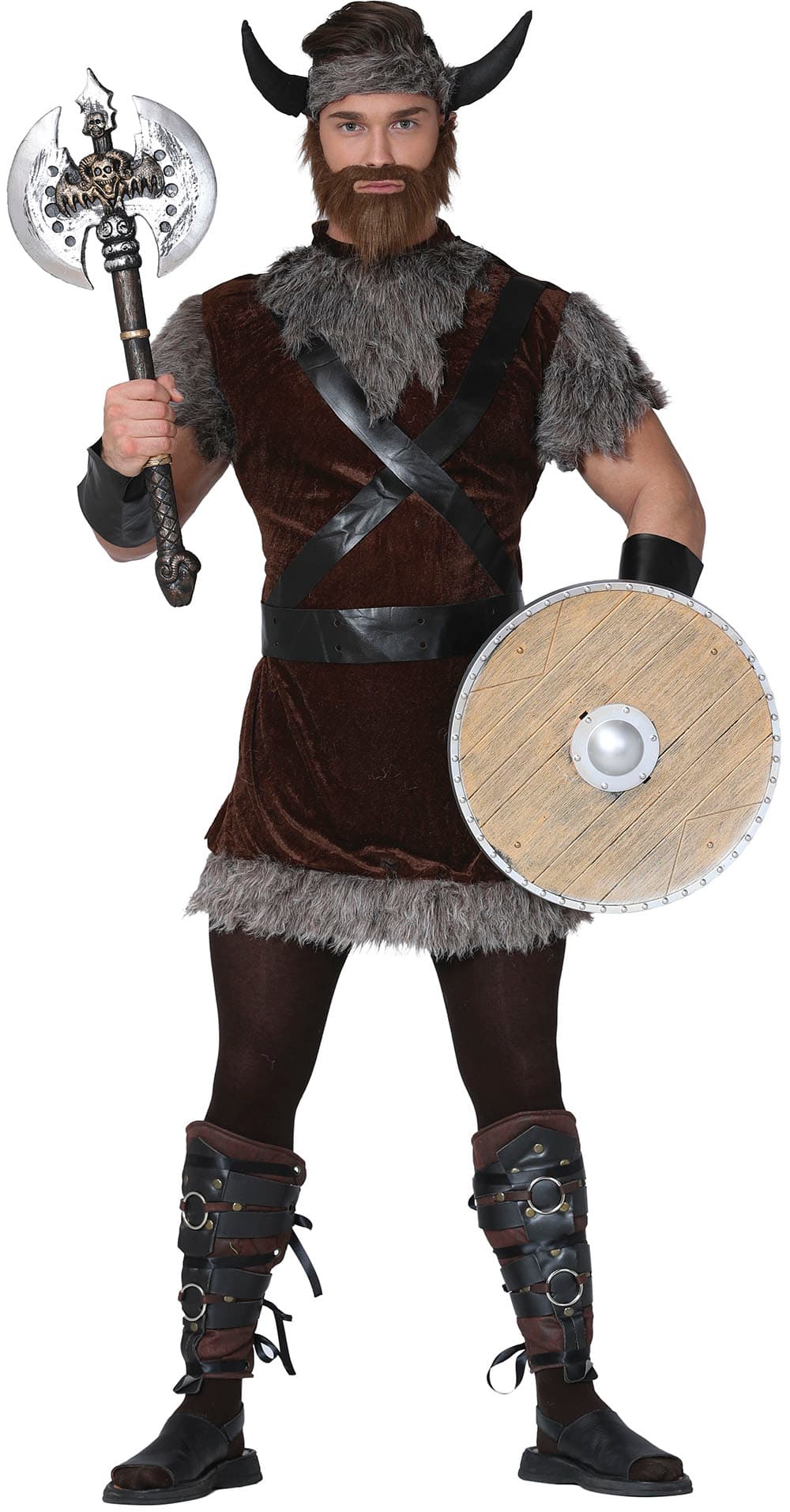 Viking – kostume til herrer, brun og grå