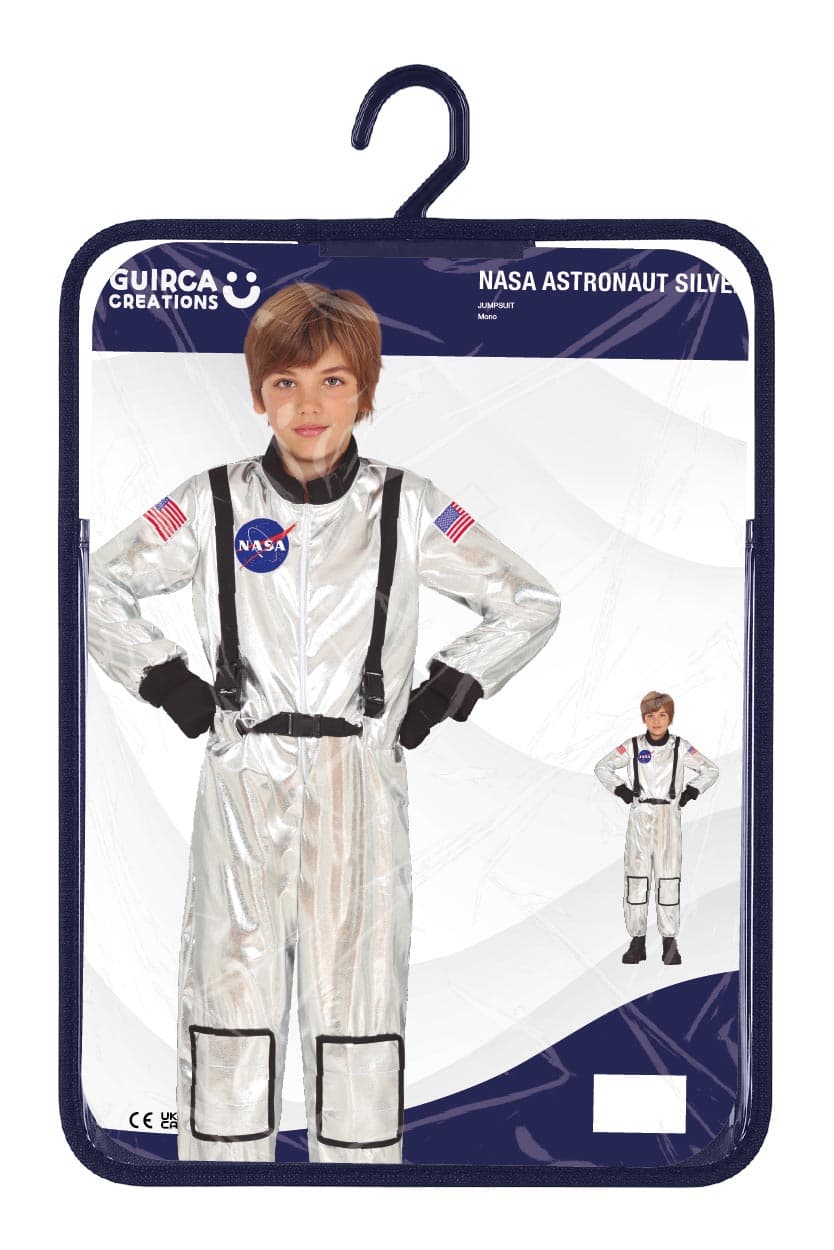Sølvfarvet NASA-astronaut – kostume til drenge
