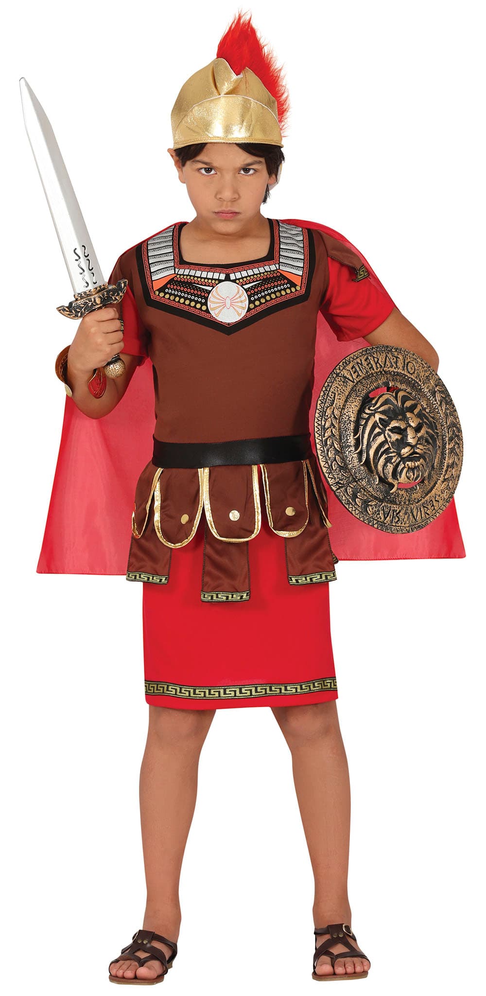 Centurion – kostume til drenge, brun og rød