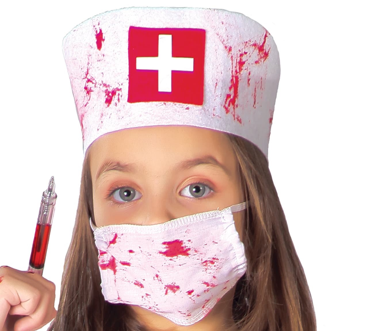 Zombiesygeplejerske – kostume til piger, hvid og rød
