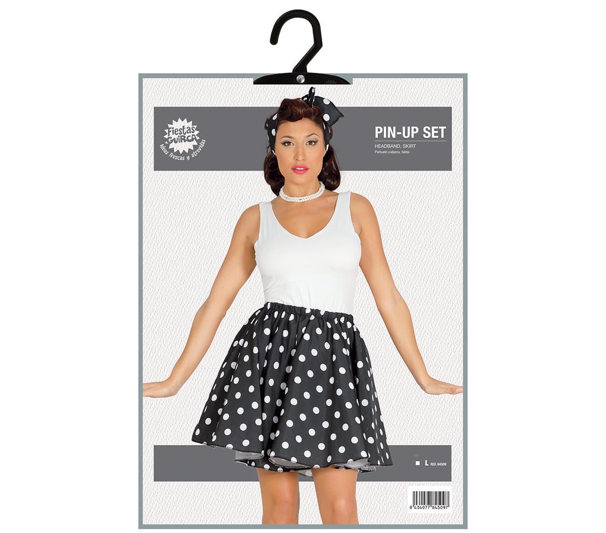 Sort pin-up-sæt, 42-44 (L), til voksne