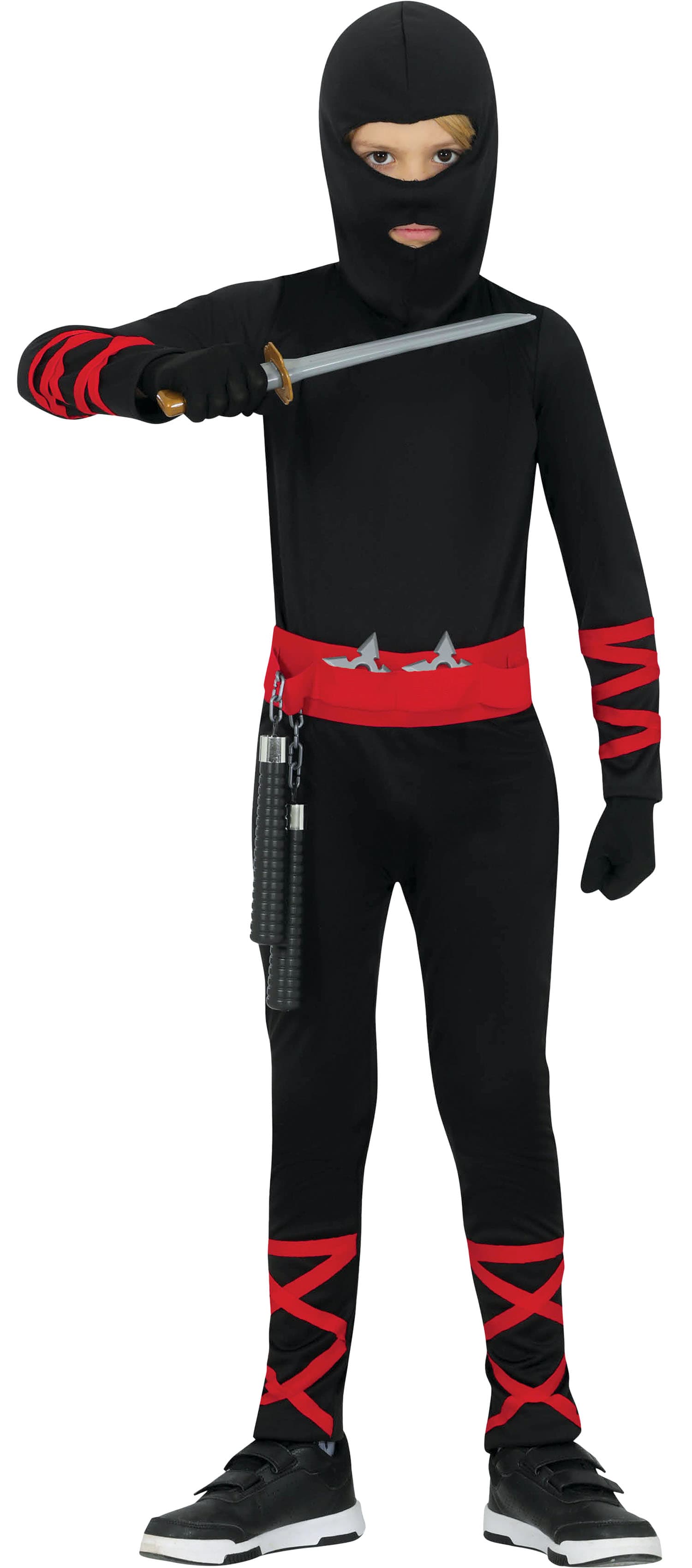 Ninja – kostume til børn, sort og rød