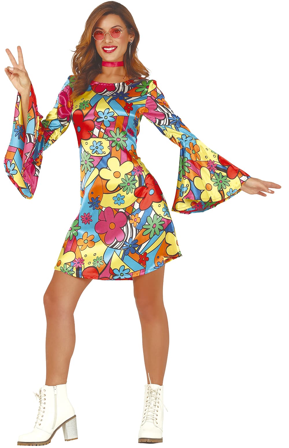 Hippie – kostume til damer, flerfarvet, model 86435