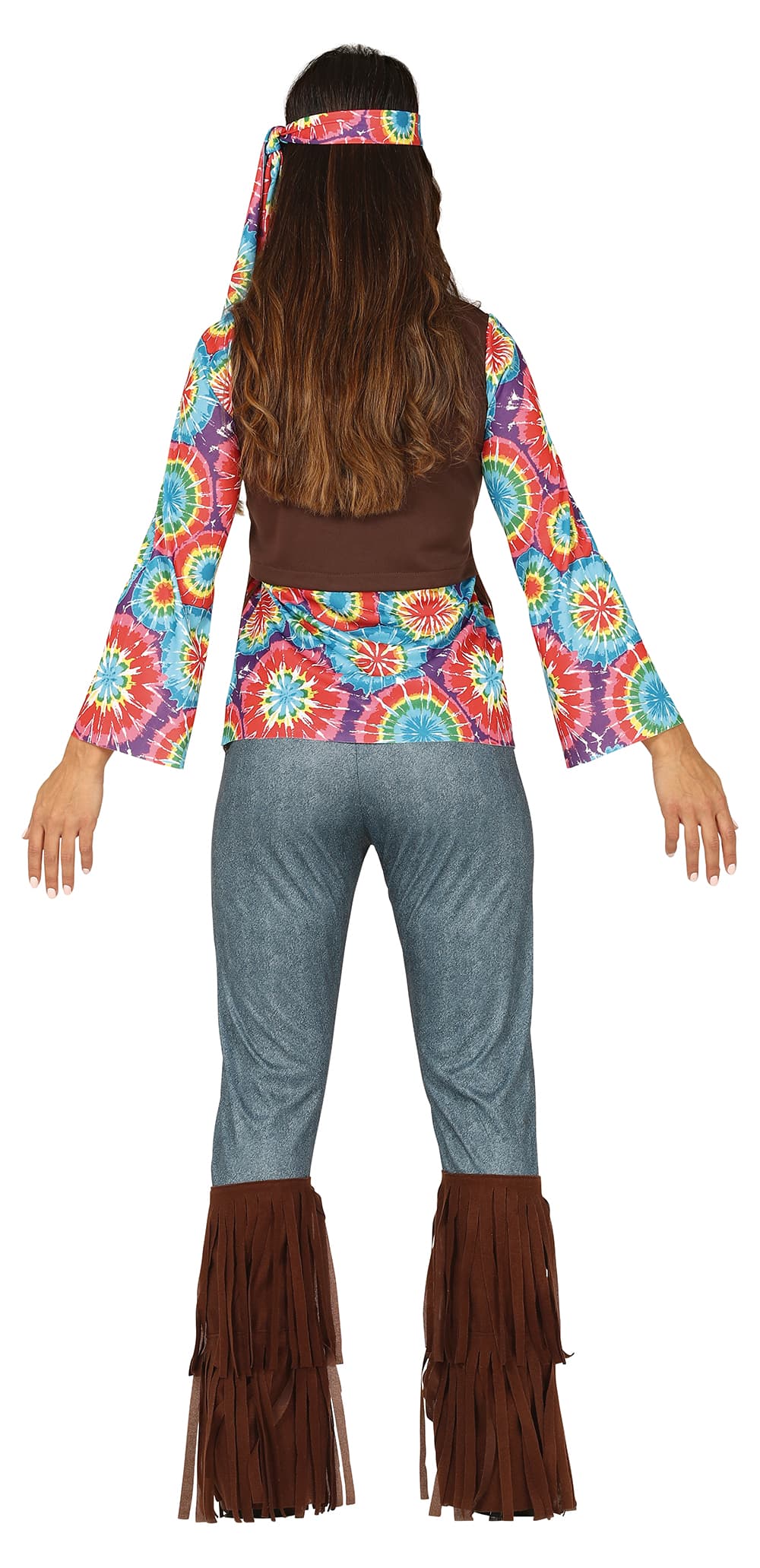 Hippie – kostume til damer, brun og flerfarvet, model 86565