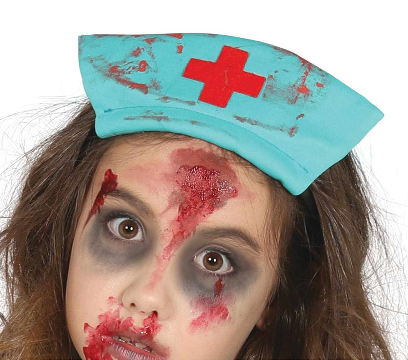 Zombiesygeplejerske – kostume til piger, blå og hvid