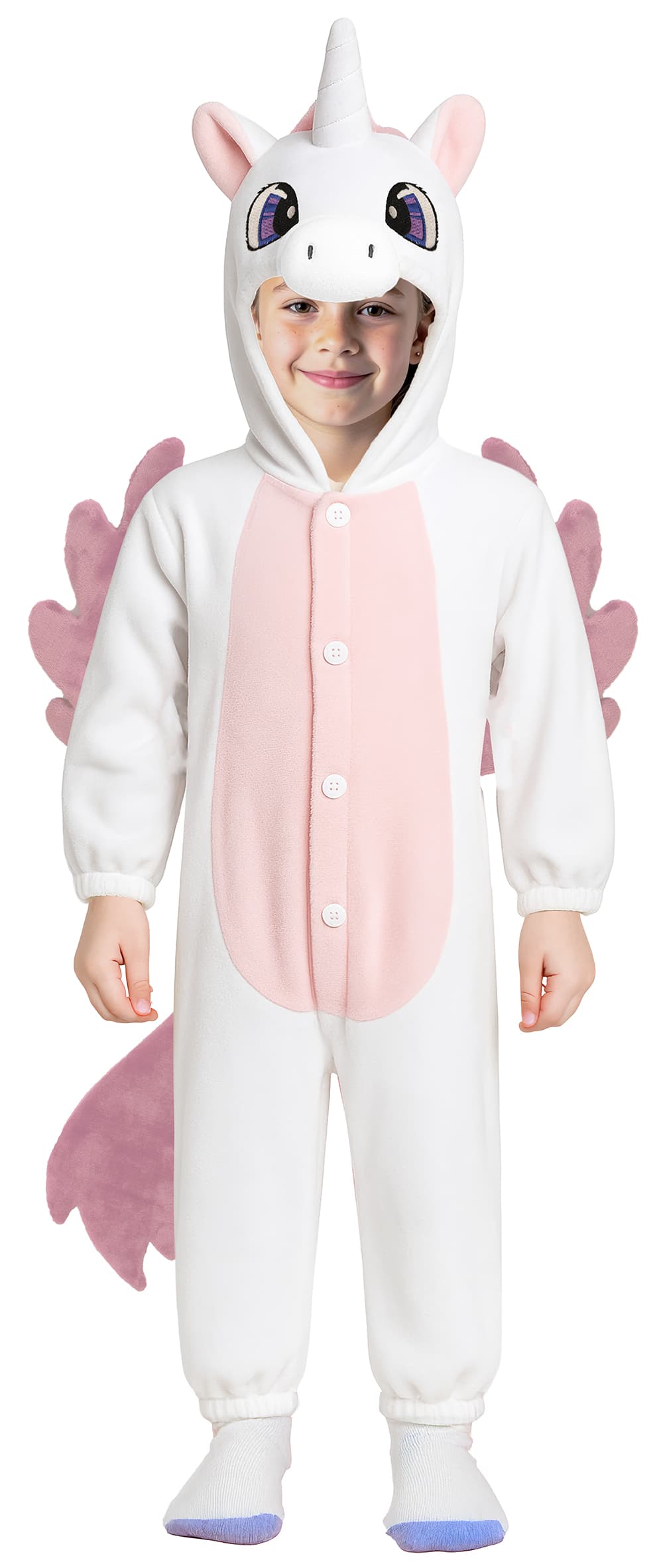 Enhjørning-kigurumi – kostume til børn, hvid og lyserød