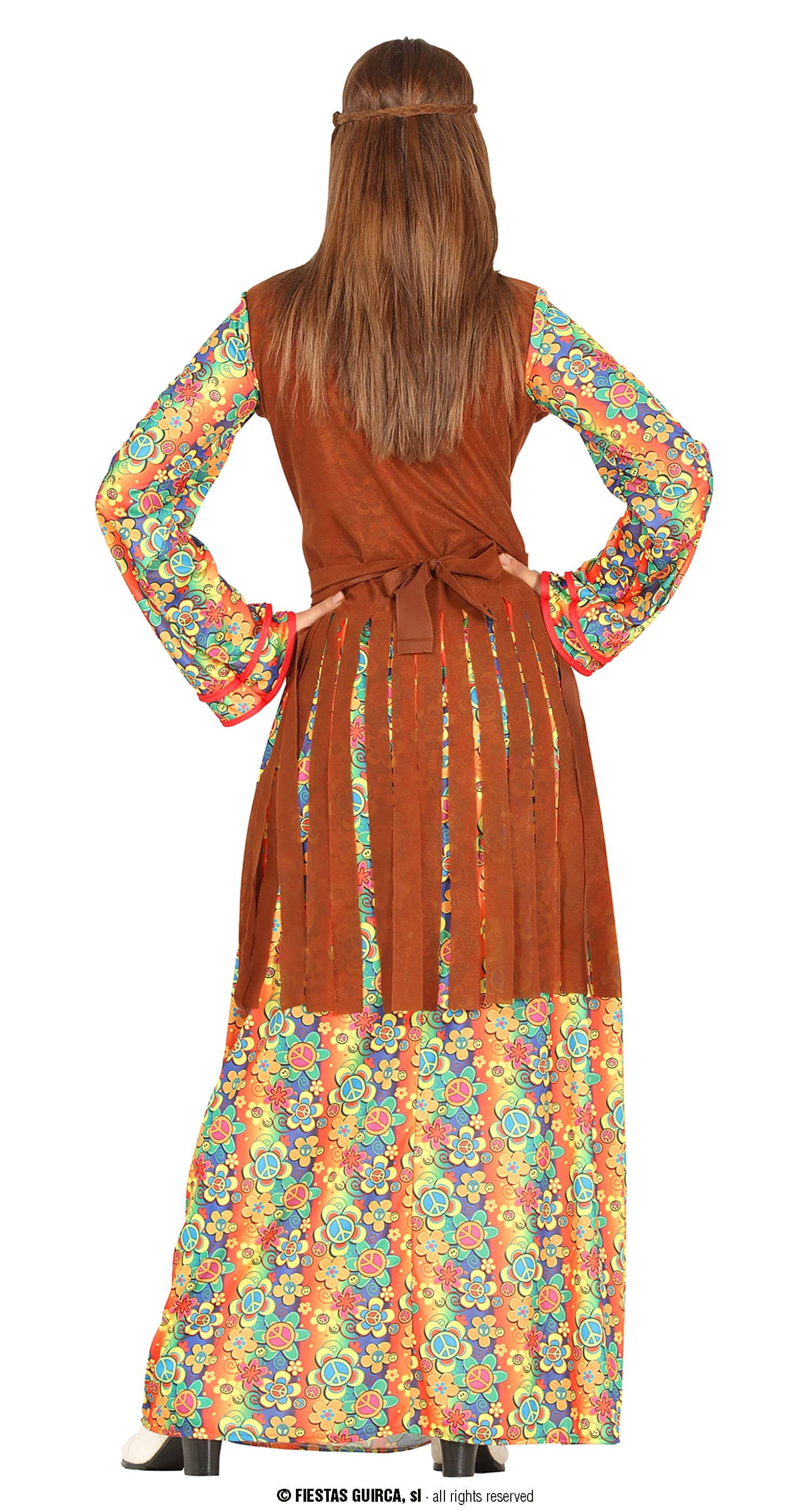 Hippie – kostume til damer, brun og flerfarvet, model 88085