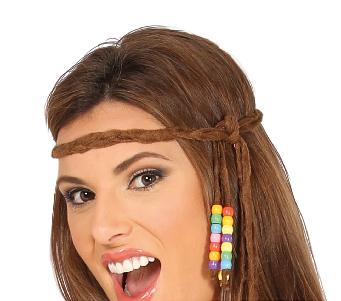 Hippie – kostume til damer, brun og flerfarvet, model 88085