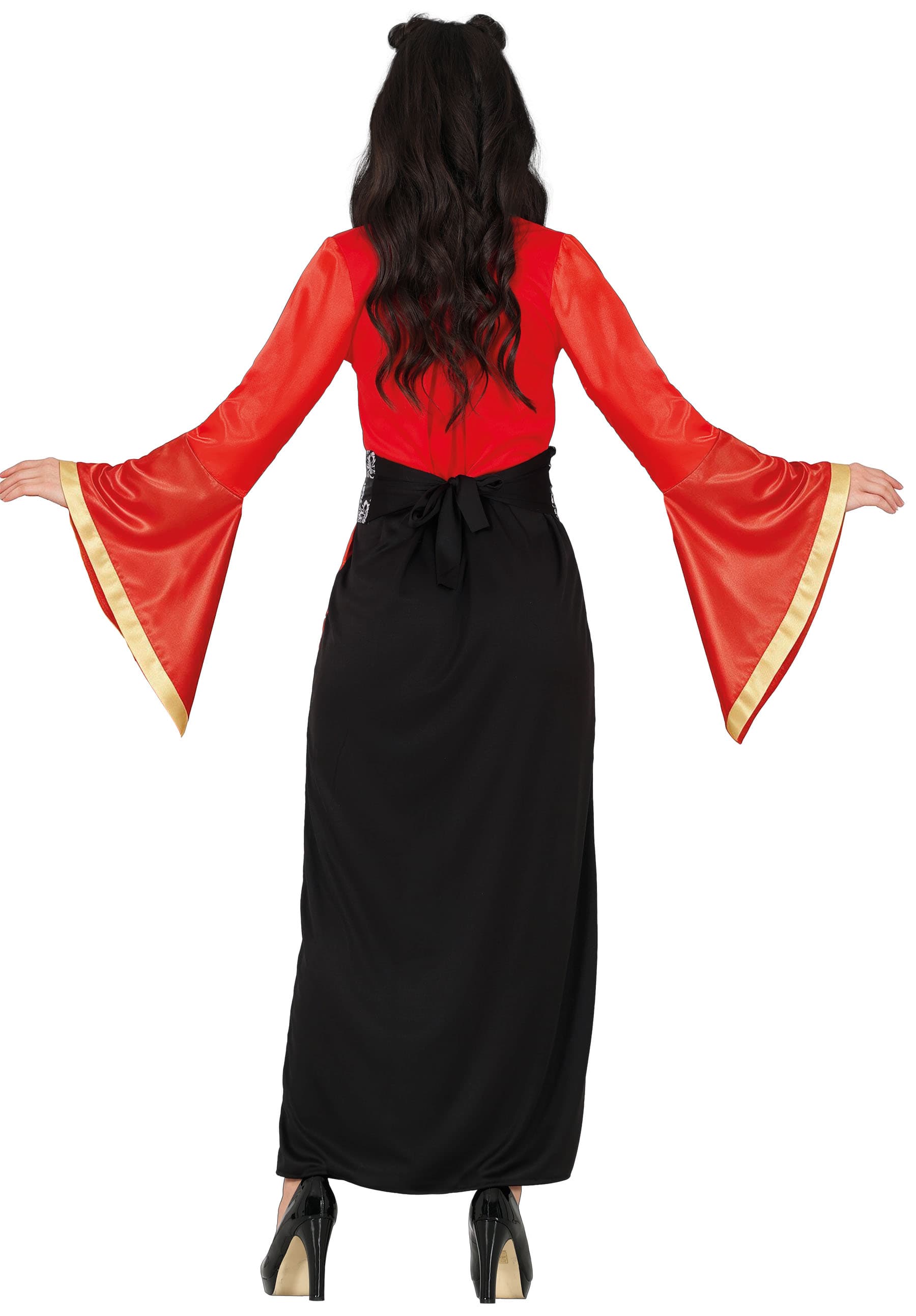 Kinesisk – kostume til damer, rød og sort, model 89018