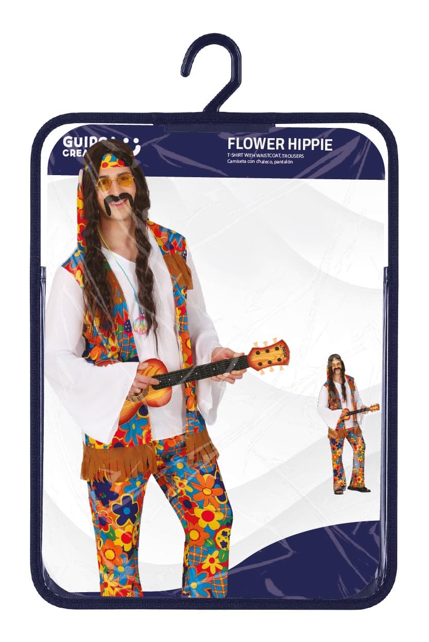 Blomsterhippie – kostume til herrer, flerfarvet