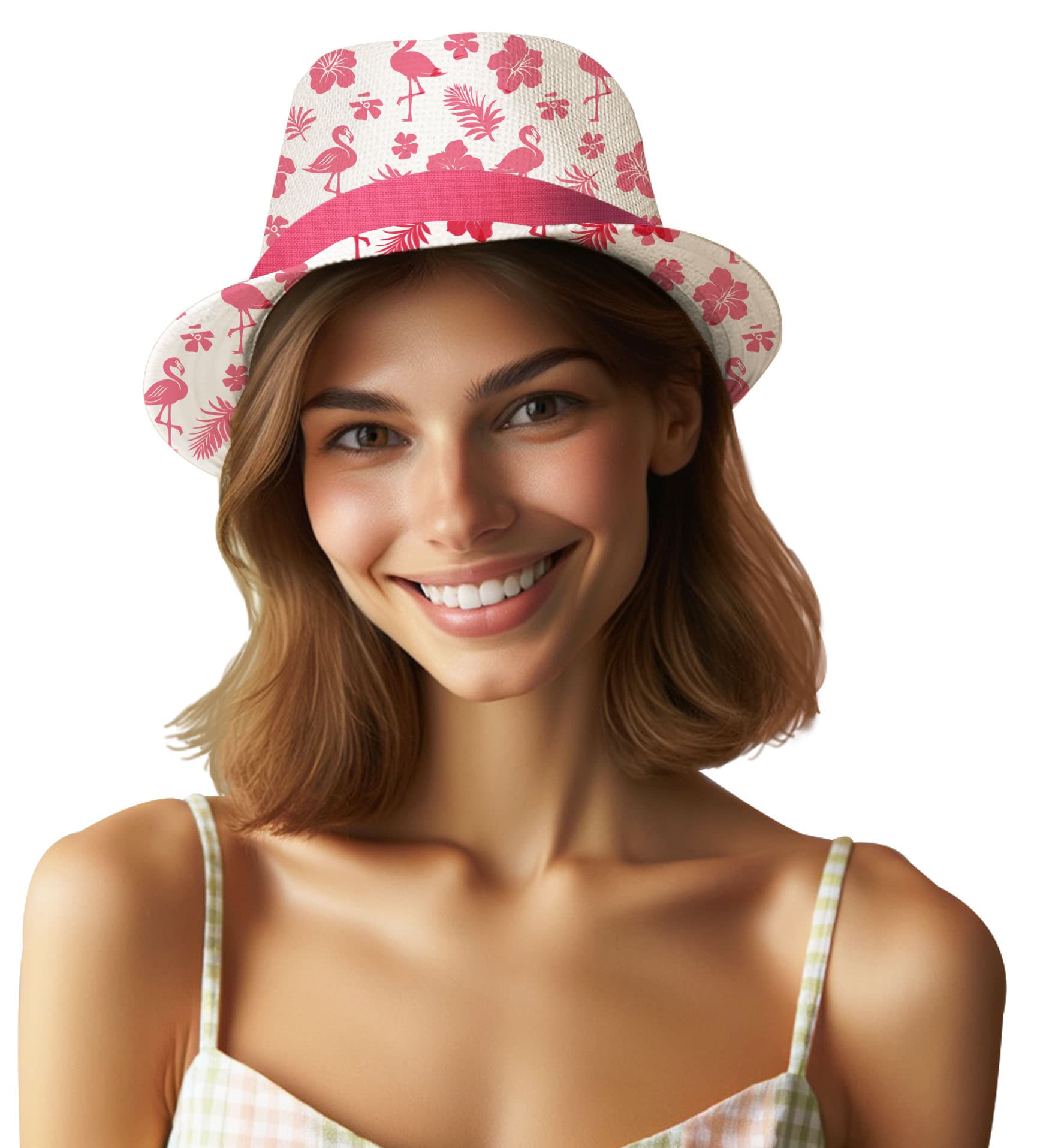 Sommerhat med flamingoer til voksne