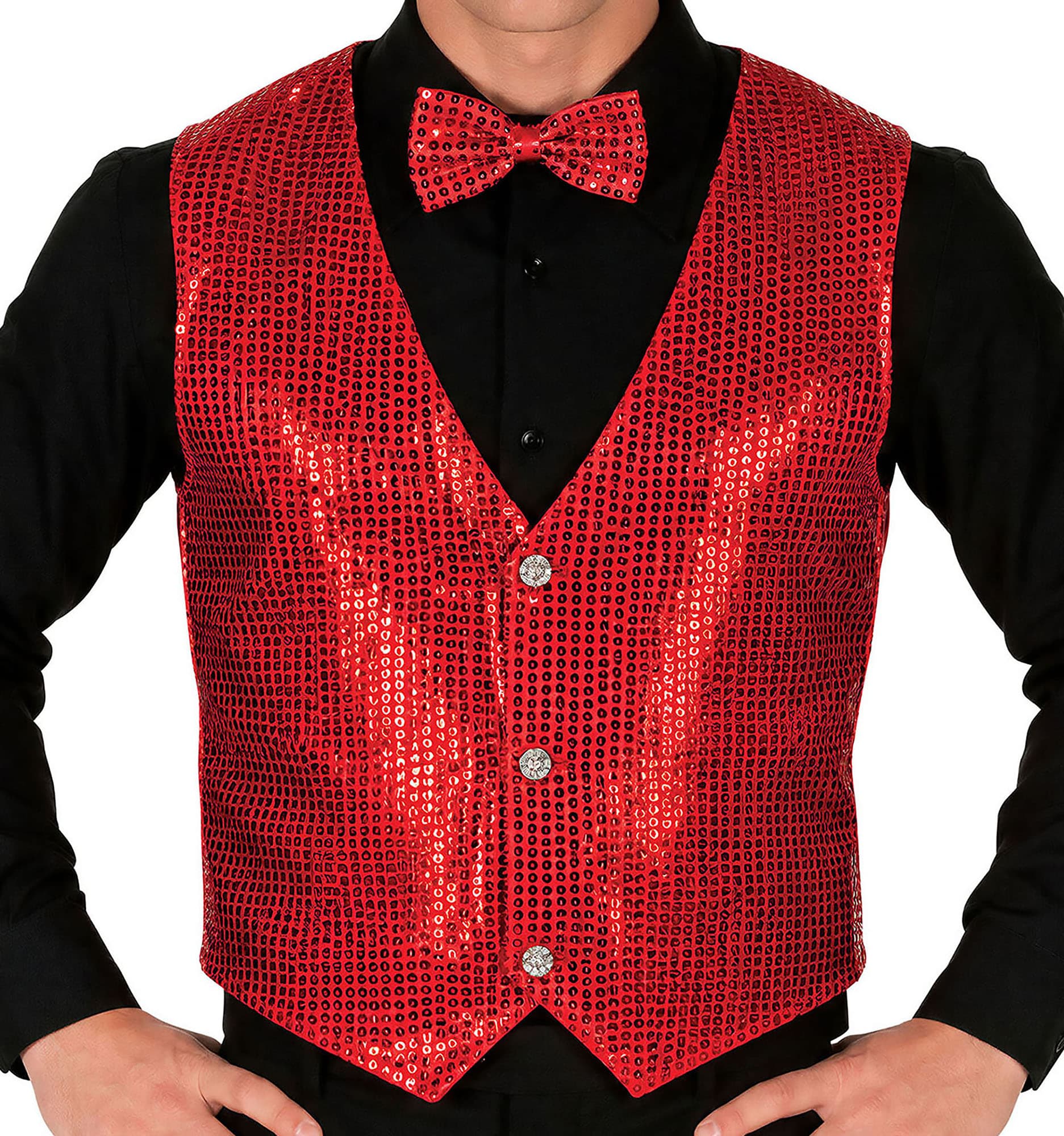 Rød pailletvest