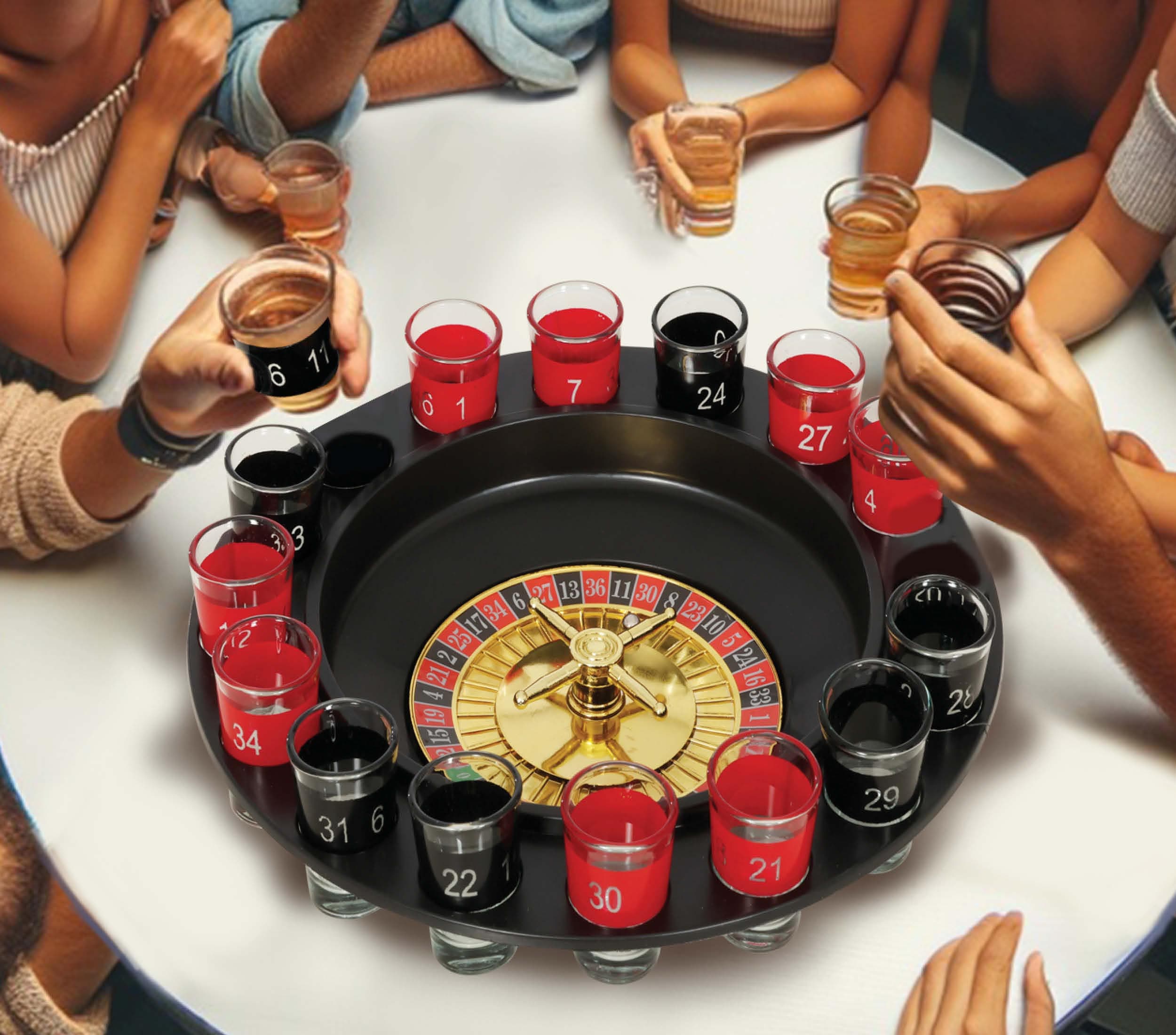 Roulette-drikkespil 29 cm, 16 glas × 4,5 cm