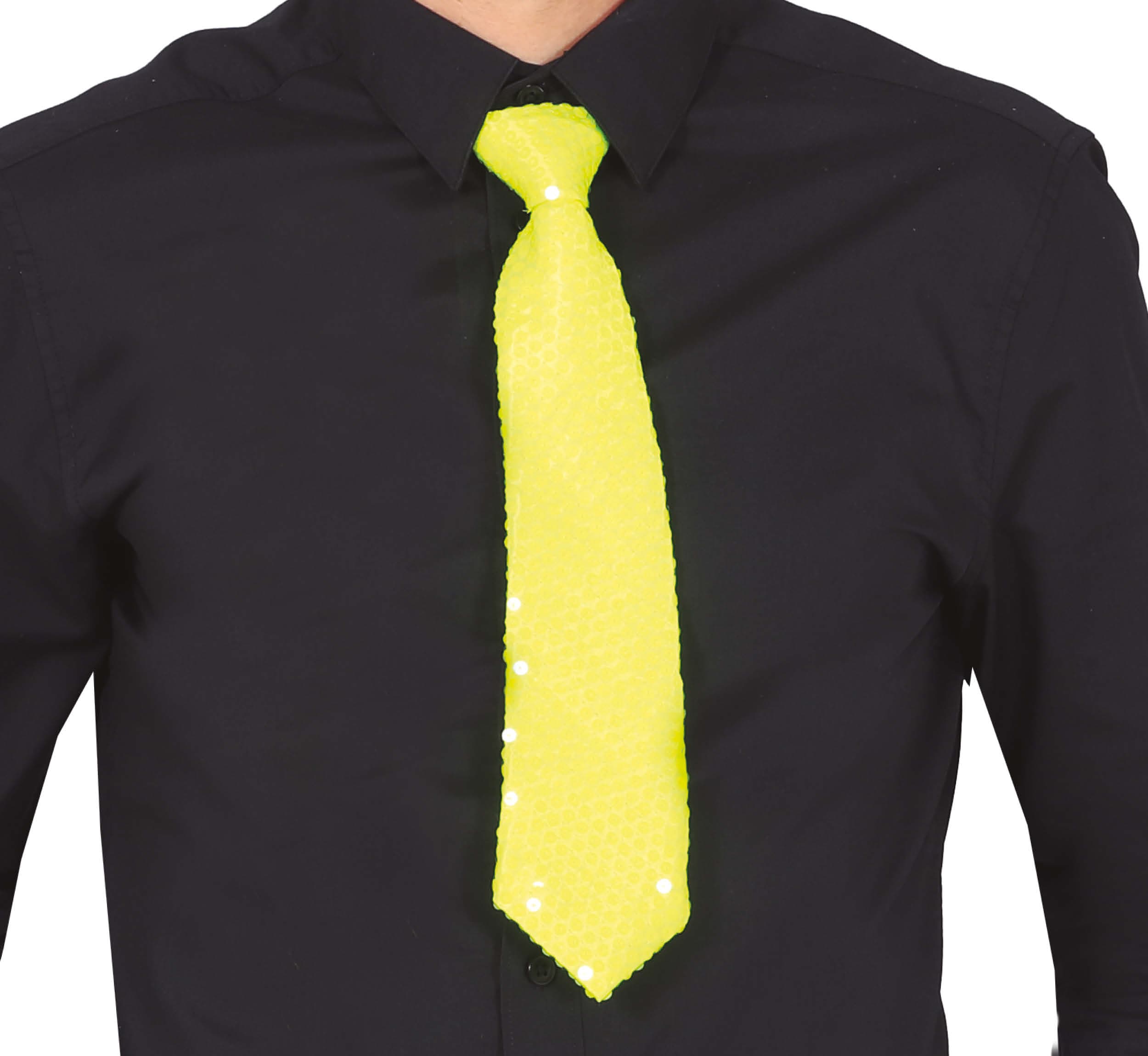 Neongult pailletslips 37 cm