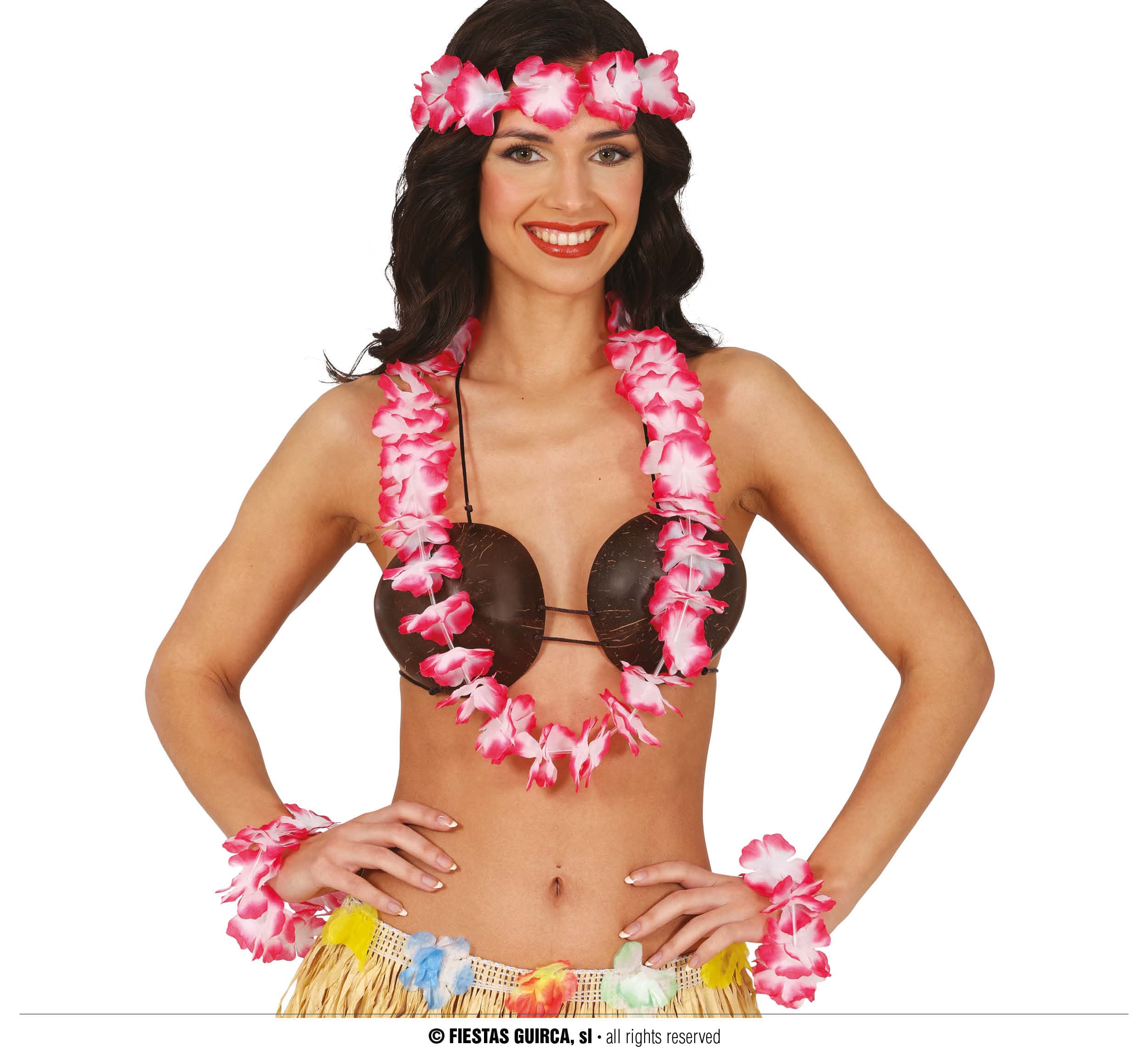 Rødt Hawaii-sæt med 4 dele, til voksne